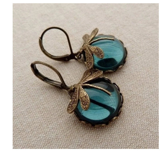 Fashion Jewelry Women's Earrings Hanging Vintage Dragonfly Pendant Earring Boho Chakra Blue Moonstone Drop Earrings For Women Wedding Charm Ethnic Jewellery